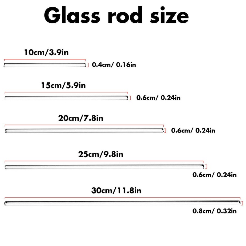 Rngeo Glass Stirring Rod - 12" 10" 8" 6" 4"