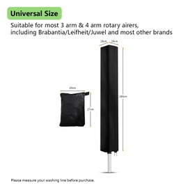 Newbob Rotary Washing Line Cover for Brabantia 4 Arms, Extra Large Rotary Airer Cover for Rotary Dryer, 420D Oxford Weatherproof Rotary Clothes Line Cover with Zip for Airer 40m 60m