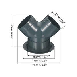 PATIKIL 3 Way Duct Splitter, 3"x3"x4" Y Reducer Connector Air Vent Duct Hose Exhaust Pipe Adapter with Flange for Dryer Exhaust Fan Vent Systems HVAC, Grey