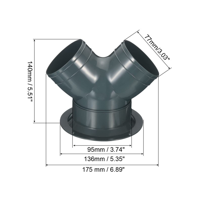 PATIKIL 3 Way Duct Splitter, 3"x3"x4" Y Reducer Connector Air