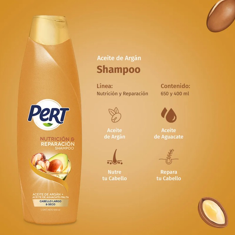 Pert, Shampoo Argn Y Aguacate, 650 Ml