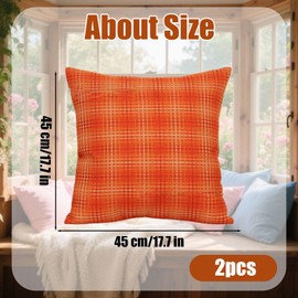 Pack of 2 Fall Decorative Classic Retro Checkers Plaids Throw Pillow Covers, Autumn Pillow Covers Buffalo Check Waterproof Polyester Fabric with Invisible Zipper 17.7x17.7 in(Excluding Pillow core)