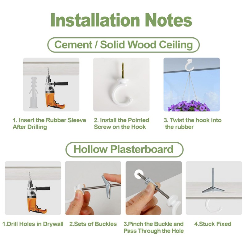 Aidoclip 2PCS Ceiling Hooks for Hanging Plants,Heavy Duty Plant Swag