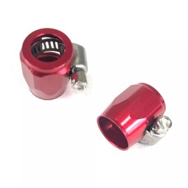 Unbranded (2pcs)6 AN Fitting Adapter Hose End Cover Hex Hose finisher Clamp Aluminum Red