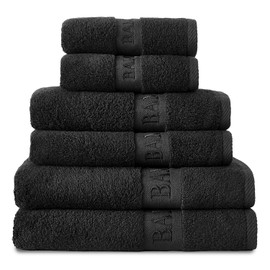 GC GAVENO CAVAILIA Large Bath Towel Bamboo Towels 2 Pack (70x120cm) - Highly Absorbent Quick Dry Towels (40% Cotton, 60% Bamboo) - Washable Bathroom Towel Black - 500 GSM