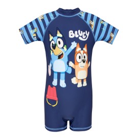 Bluey Swimsuit | One Piece Boys Bathing Suit | Boys Rash Guard Swimsuit | Blue 7