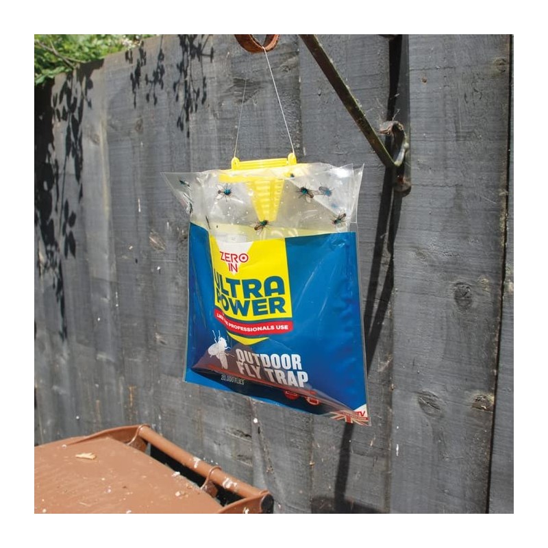 Zero In Ultra Power Outdoor Fly Trap Disposable, Resealable, Outdoor