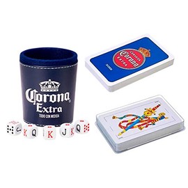 DOMINO'S AZTECA MEXICO Cubilete Corona Extra + Baraja Española Corona Extra