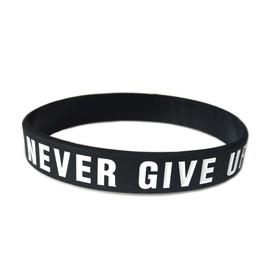 JOYID "Never give up Motivational Bracelets Rubber Band Wristbands Jewelry Inspirational Bracelets Gifts-Black