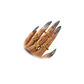 Gold Boho Ring Sets Stackable Knuckle Ring Vintage Snake Finger Rings Set