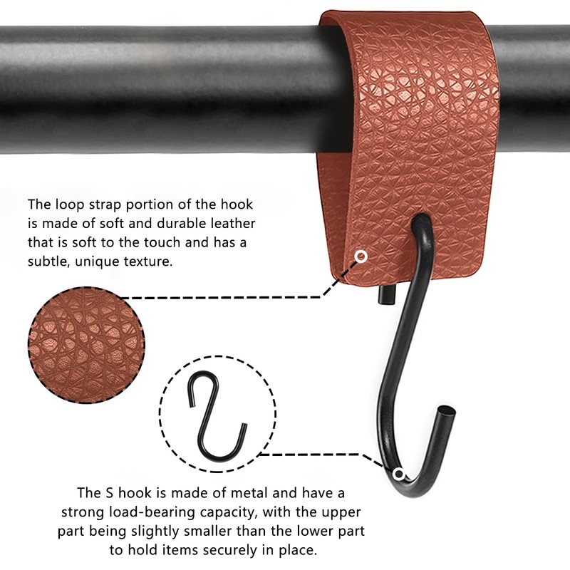 Drenky S Hooks with Leather Loop - Metal Hooks No