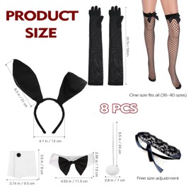 MFCGHXR Bunny Costume Set Bunny Ear Headband Bunny Accessory Set Rabbit Ear Women's Rabbit Accessories Set Rabbit Ears Headband Stockings Eye Mask Bow Tie Costume Cuffs Rabbit Tail
