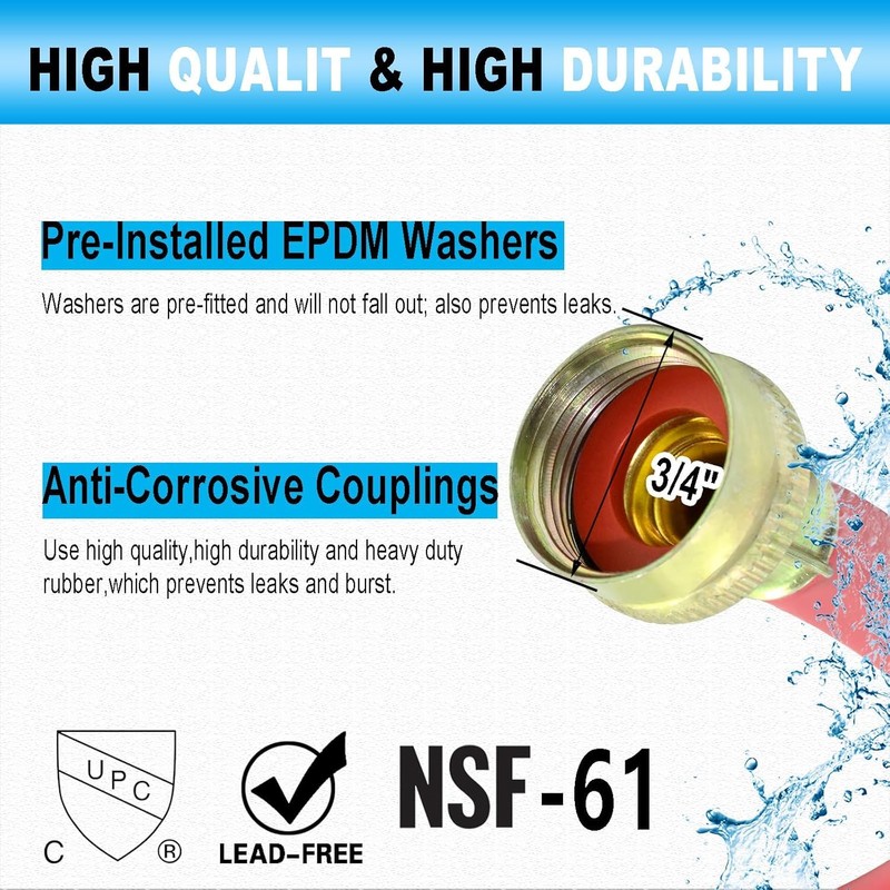 Washing Machine Hose Rubber with 90 Degree Elbow, 6 FT