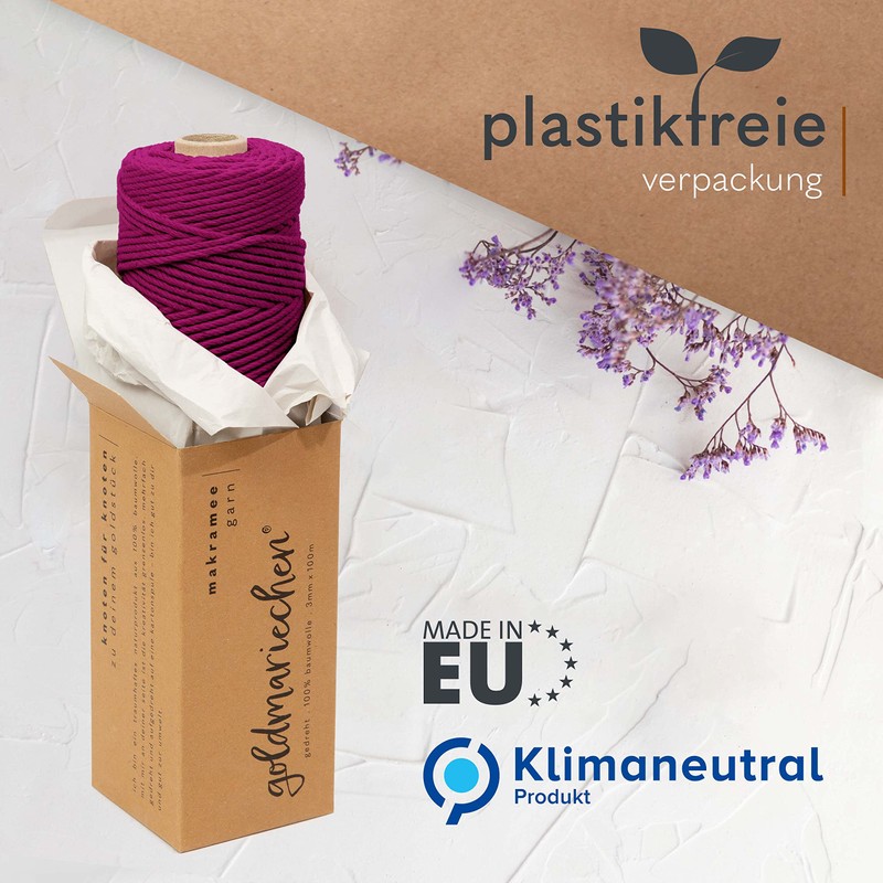 goldmariechen® Premium Macrame Yarn (Berry) | 3 mm x 100