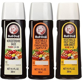 Bull-Dog Sauce Assort 3 kinds (Tonkatsu, Worcestershire, Chuno) 10.1 Fl. Oz. x 3