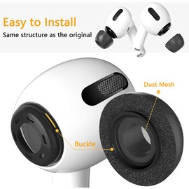 KASOTT Advanced Memory Foam Ear Tips for AirPods Pro 1st&2nd Gen,Version 5.0 Replacement Buds,Comfortable,Secure,Anti-Slip,Better Noise Cancellation,Fit in The Charging Case,3 Pairs (Black, Large)