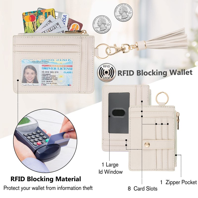 KNGITRYI Wallet Keychain Wristlet for Women,Slim RFID Credit Card Holder