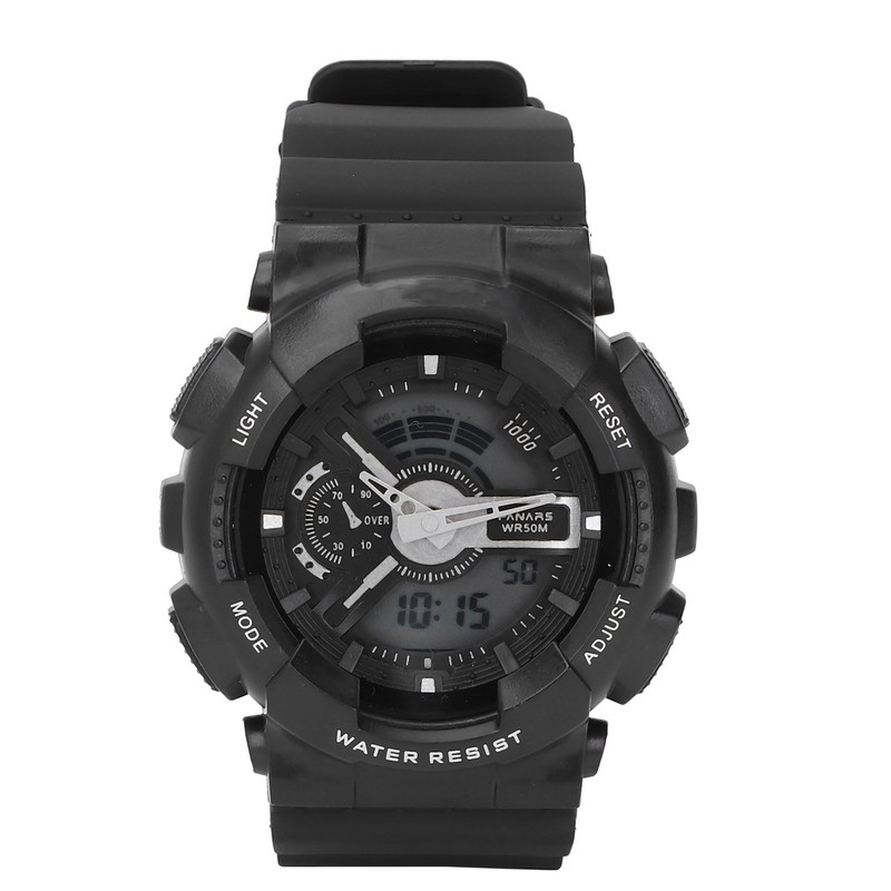 Students Electronic Watch Waterproof EL Light Dual Time Modes Digital