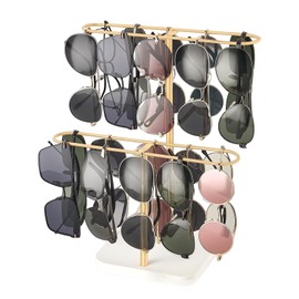 QINGZY Sonnenbrillenhalter, Doppelstöckiger Brillenständer für 20 Brillen, Sonnenbrillen Display, Brillen Organizer für Tisch, Kommode, Schreibtisch, Arbeitsplatte, Schlafzimmer