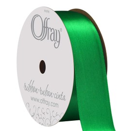 Berwick Offray 068878 7/8" Wide Single Face Satin Ribbon, Emerald Green, 6 Yds