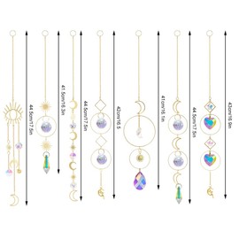 OFFCUP Sun Catcher Crystal Wind Chime, Pack of 7 Crystal Pendant Decoration, Moon Star Decoration, Hanging Crystal Sun Catcher, Window Decoration, Hanging Ornament, Crystal Balls for Garden, Home,