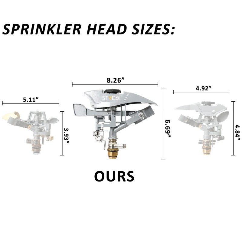 STYDDI Professional Heavy Duty Pulsating Sprinkler on Metal 3-Pronged Step