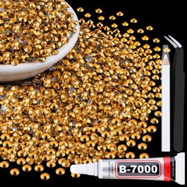 5000Pcs 4mm Resin Jelly Rhinestones with 1Pcs 10ml B7000 Jewelry Glue for Crafting, Gold Large Amount Flatback Gems, Bedazzling Crystal Bulk for DIY Crafts Clothing Tumblers Shoes Nail Art Fabric