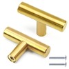 Cjueiom 6 Pack Gold Cupboard Knobs - 50mm Length T