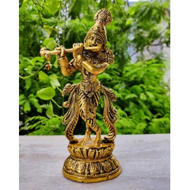 WC_Lord Krishna with bansuri Janmashtami Krishna Statue Figurine with murli Bansi-Hindu God of Love and Divine Joy-Murlidhar Kishna Idol for Indian Religious Festival– Home Decor Item