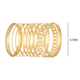 AYNKH 10 Pcs Bangles for Women, Minimalist Bangle Bracelet Bohemia, Vintage Adjustable Stackable Bracelets, Ethnic Glossy Textured Indian Bangles for Women Dating Wedding (gold)
