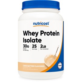 Nutricost Whey Protein Isolate Powder (Cake Batter, 2LBS)