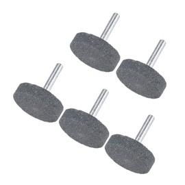M METERXITY 5-Pack Abrasive Mounted Stone Grinding Bits, 1/4 IN(6mm) Shank Aluminum Oxide Polishing Sanding Drill Bit for Rotary Tools, 1.57IN(40mm) Dia 80 Grits Point [Gray]