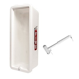 CATO 10501-H White Plastic Chief Fire Extinguisher Cabinet for 2-1/2 or 5 lb. Extinguisher, with Hammer and Cylinder Lock