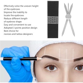 Regla de Plantilla de Cejas, Regla de Maquillaje de Cejas de Posicionamiento de 3 Puntos, Herramienta de Medición de Cejas de Diseño de Brújula de Acero Inoxidable para Microblading Plateado