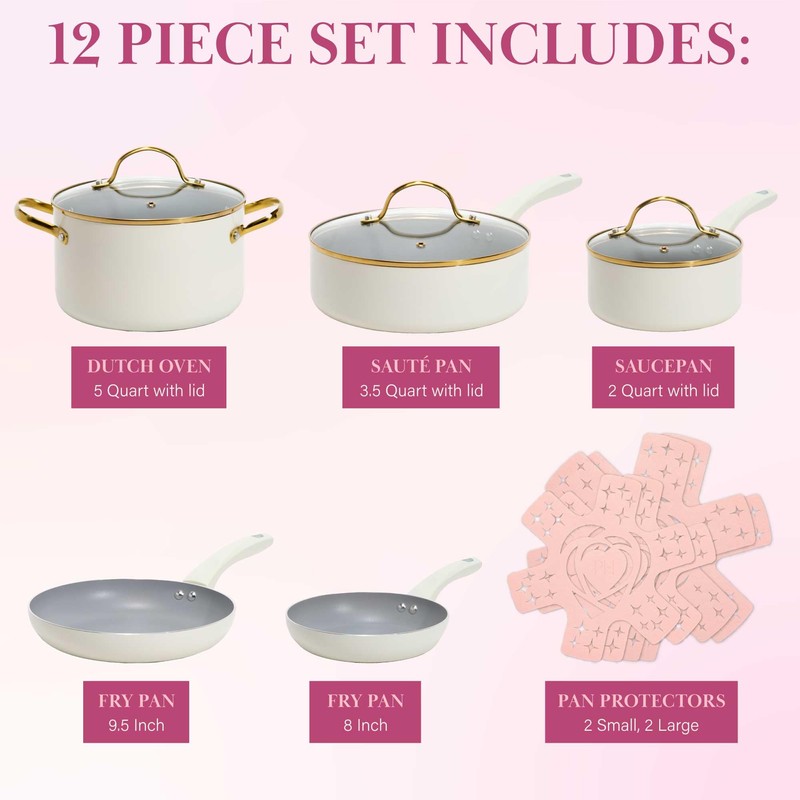 Paris Hilton Epic Nonstick Pots and Pans Set, Multi-layer Nonstick