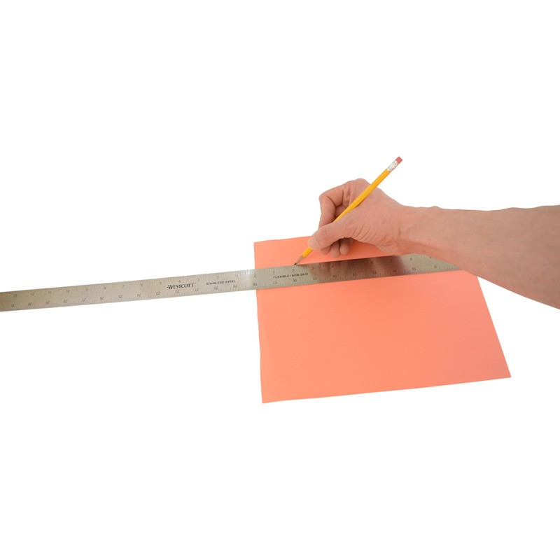Westcott Stainless Steel Ruler, Zero-Center Scale with Non-Slip Cork Backing,