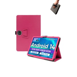 Case for COLORROOM C5 11 inch Android 14 Tablet 2024 New,Leather Slim Folding Stand Cover with Hand Strap Magnet for Men Women Full Protection,Rose Red.