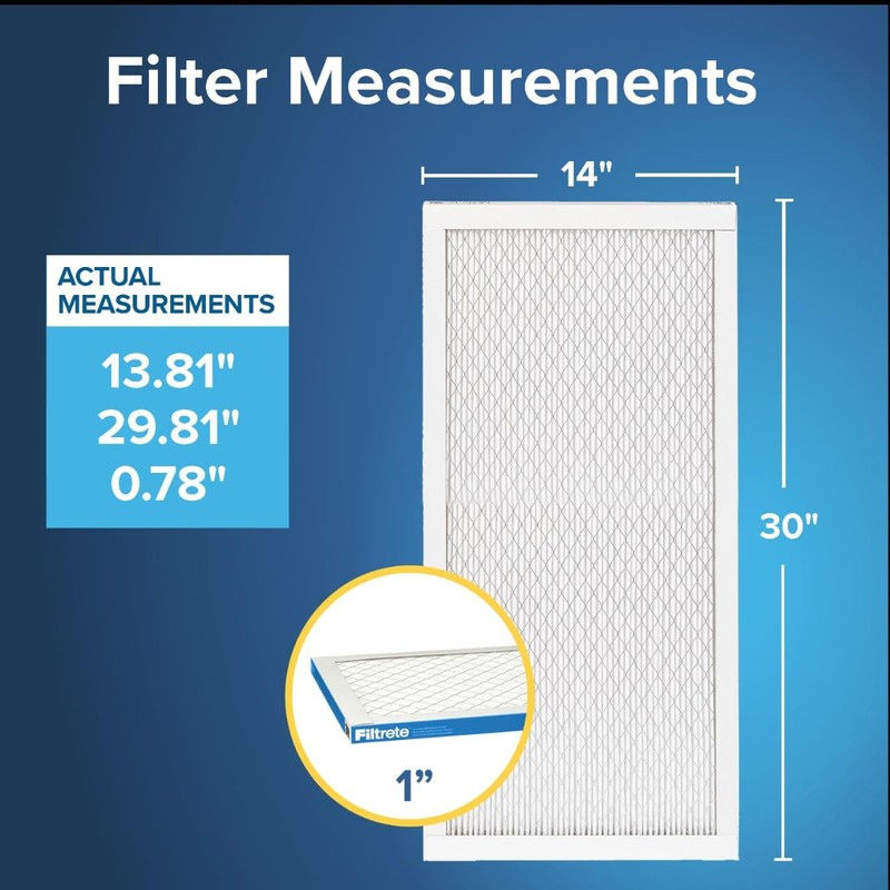 Filtrete 14x30x1 AC Furnace Air Filter, MERV 13, MPR 1900,