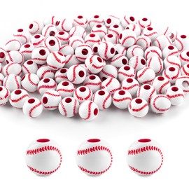 AUEAR AUEAR, 100 Pack Baseball Beads 12mm for Sport Jewelry Making Necklace Bracelet Craft Decoration Accessories