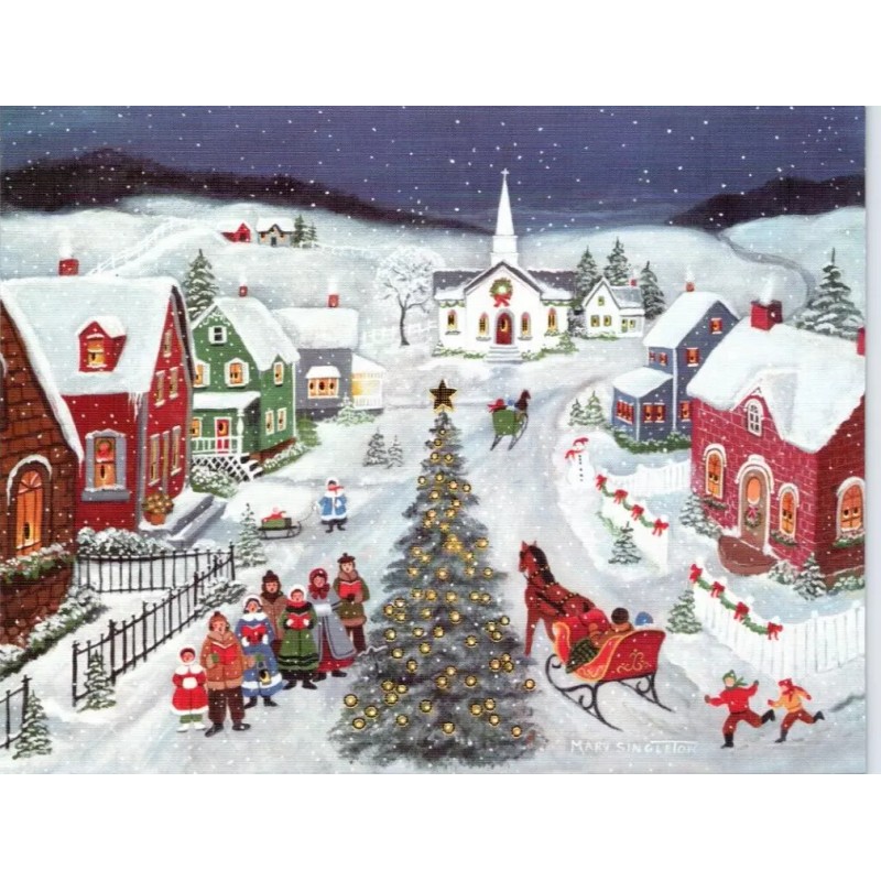 Lang SILENT NIGHT VILLAGE MARY SINGLETON Lang Christmas Greeting Card