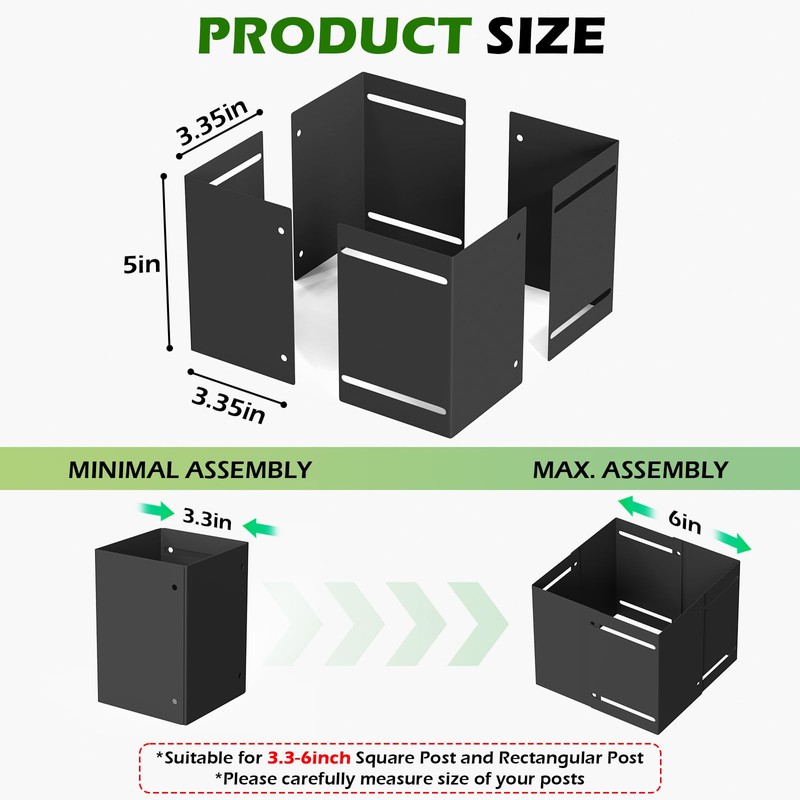 Aglehome Adjustable Post Protector, 304 Stainless Steel Mailbox Post Protector,