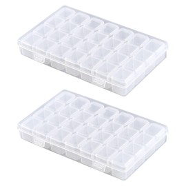 Pack of 2 Storage Boxes with 28 Compartments, Accessory Box for Diamond Painting, Storage Box for Jewellery, Organiser Box for Gadgets, Split Storage Box, Container for Loose Beads