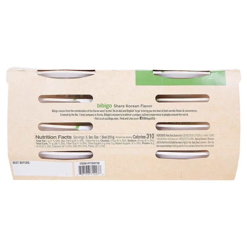 bibigo Restaurant-Style Cooked Sticky White Rice, 8 - 7.4-ounce Bowls