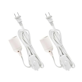 Simple Deluxe 15FT UL Extension Hanging Pendant Light Cord with E26 Socket & On/Off Switch Heavy Duty 360W Capacity for Ceiling Fixtures (Bulb Not Included), White, 2 Pack