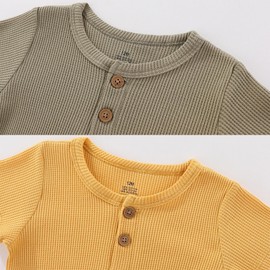 MAMIMAKA Baby Boy Girl Short Sleeve Bodysuits one-Piece Newborn Baby Clothes Solid Romper 2 Pack, 3-6 Months