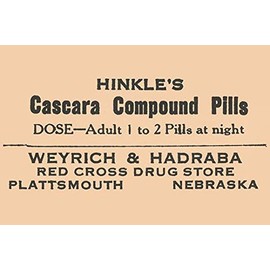 BuyEnLarge Hinkle's Cascara Compound Pills - Unframed 20 x 30 Poster