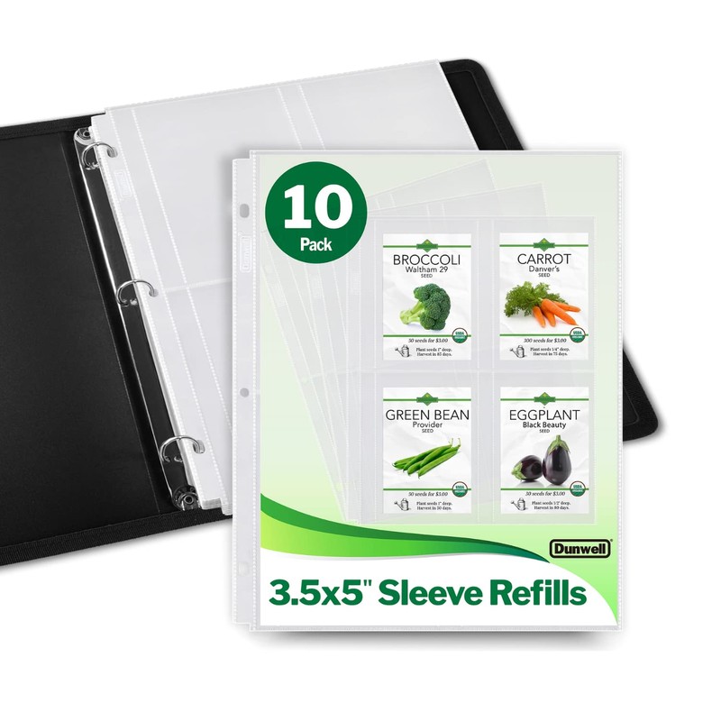 Dunwell Photo Sleeves for 3-Ring Binder, (3.5x5, 10 Pack) for