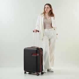 Merax Luggage Pcs, ABS Hardside Suit case Spinner Wheels Lightweight Lock, Black Brown, 4-Piece Set