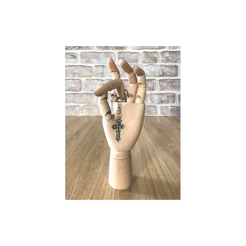 KEYRING - Cross Antique Bronze Plated. Split Ring. Key Ring.