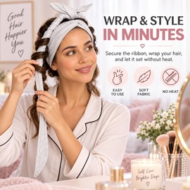 Heatless Curling Headband for Overnight Hair Styling – Soft Polyester 2-in-1 Curling Ribbon for Curls & Waves